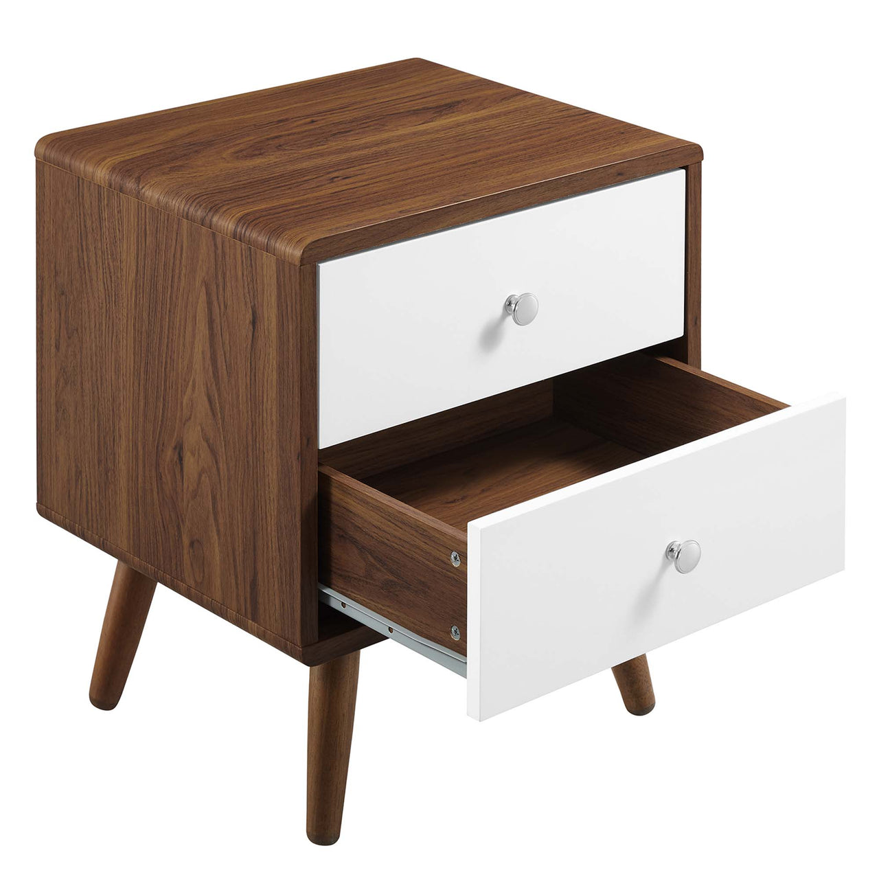 Erisen Nightstand, Large, Walnut & White