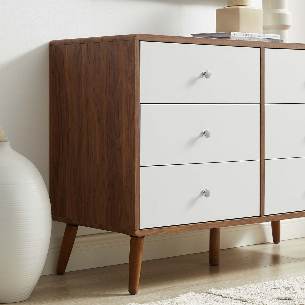 Erisen Dresser, Small, Walnut & White