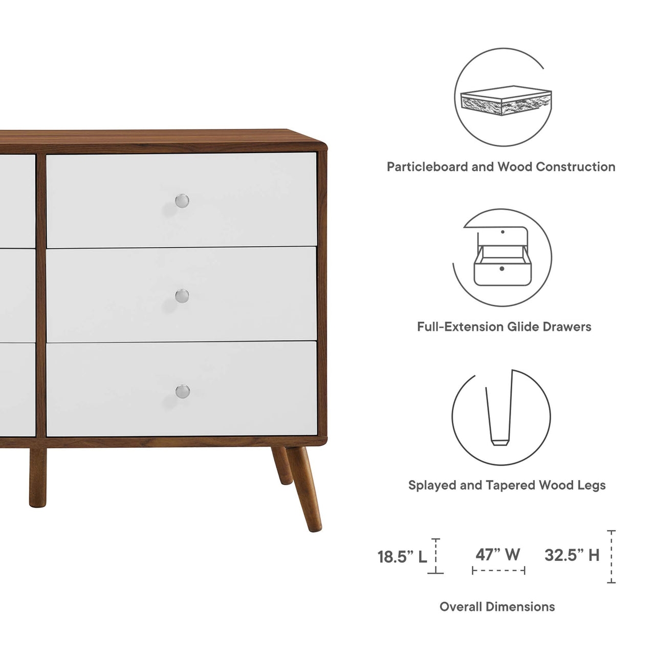Erisen Dresser, Small, Walnut & White