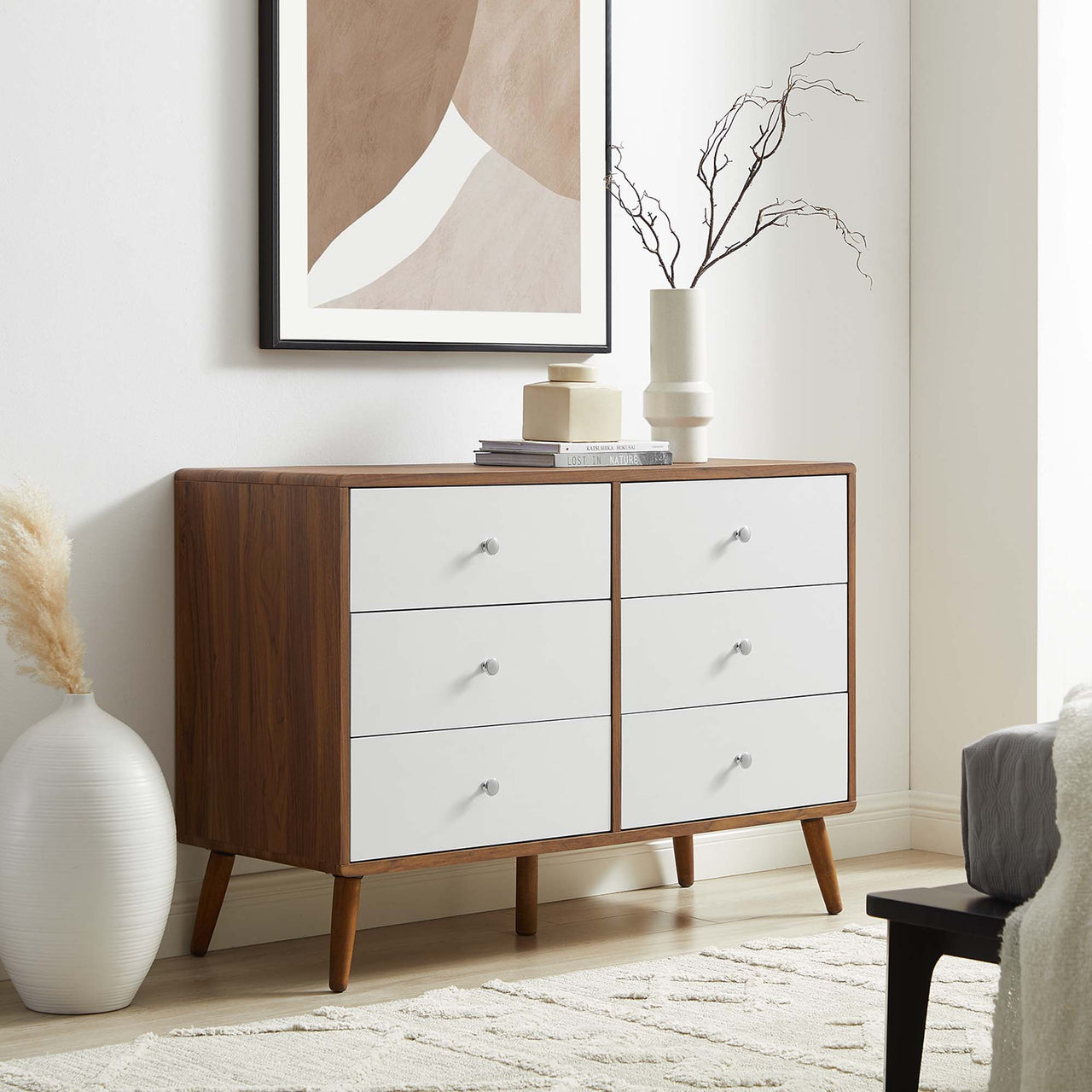 Erisen Dresser, Small, Walnut & White