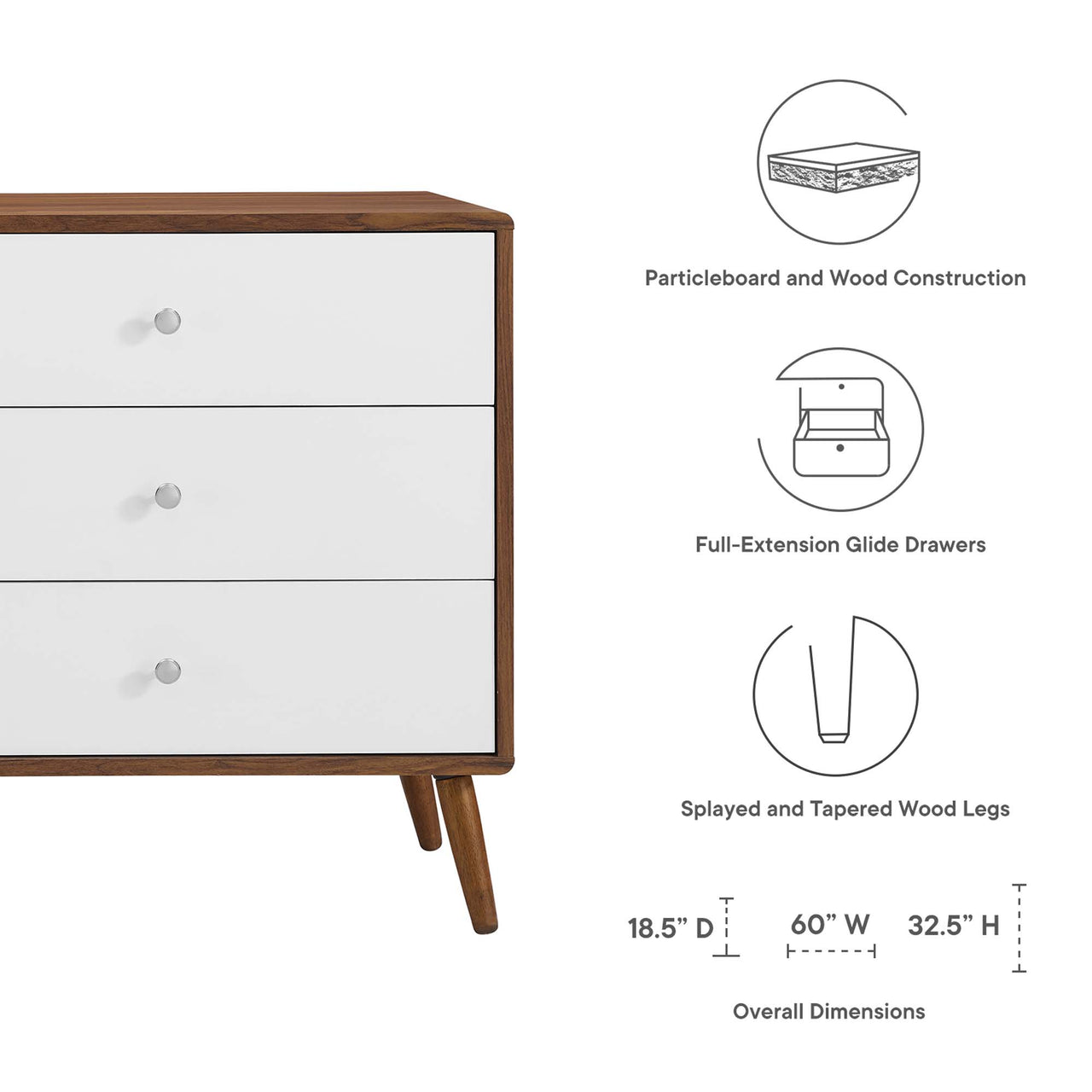 Erisen Dresser, Large, Walnut & White