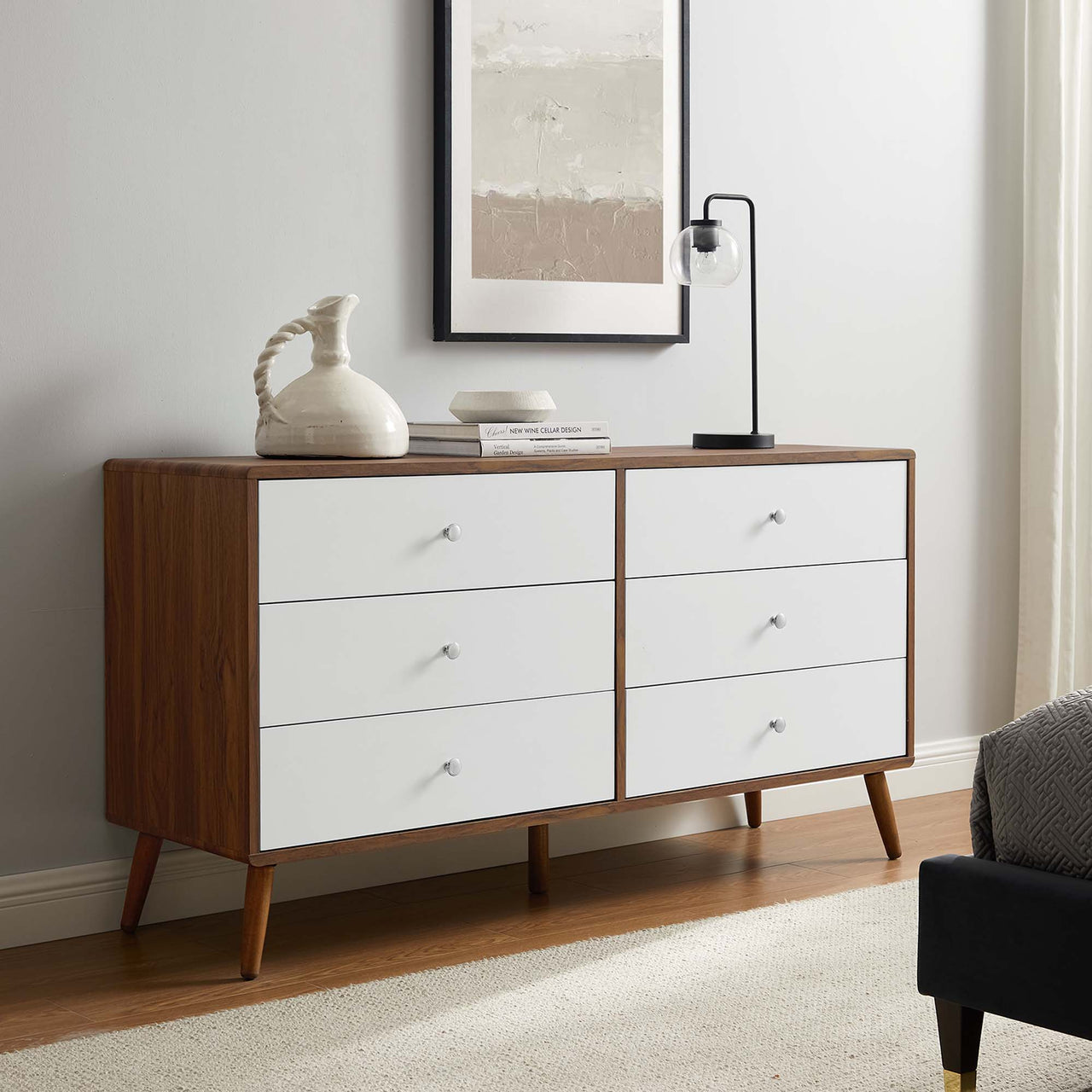 Erisen Dresser, Large, Walnut & White