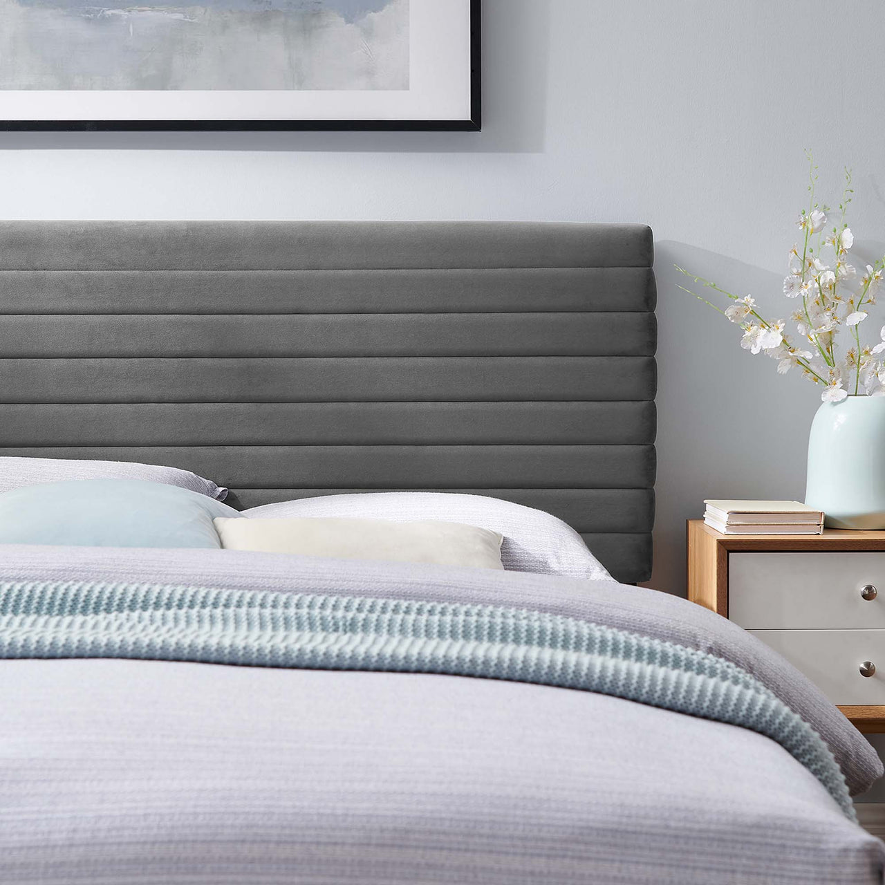 Layered Full | Queen Headboard, Gray
