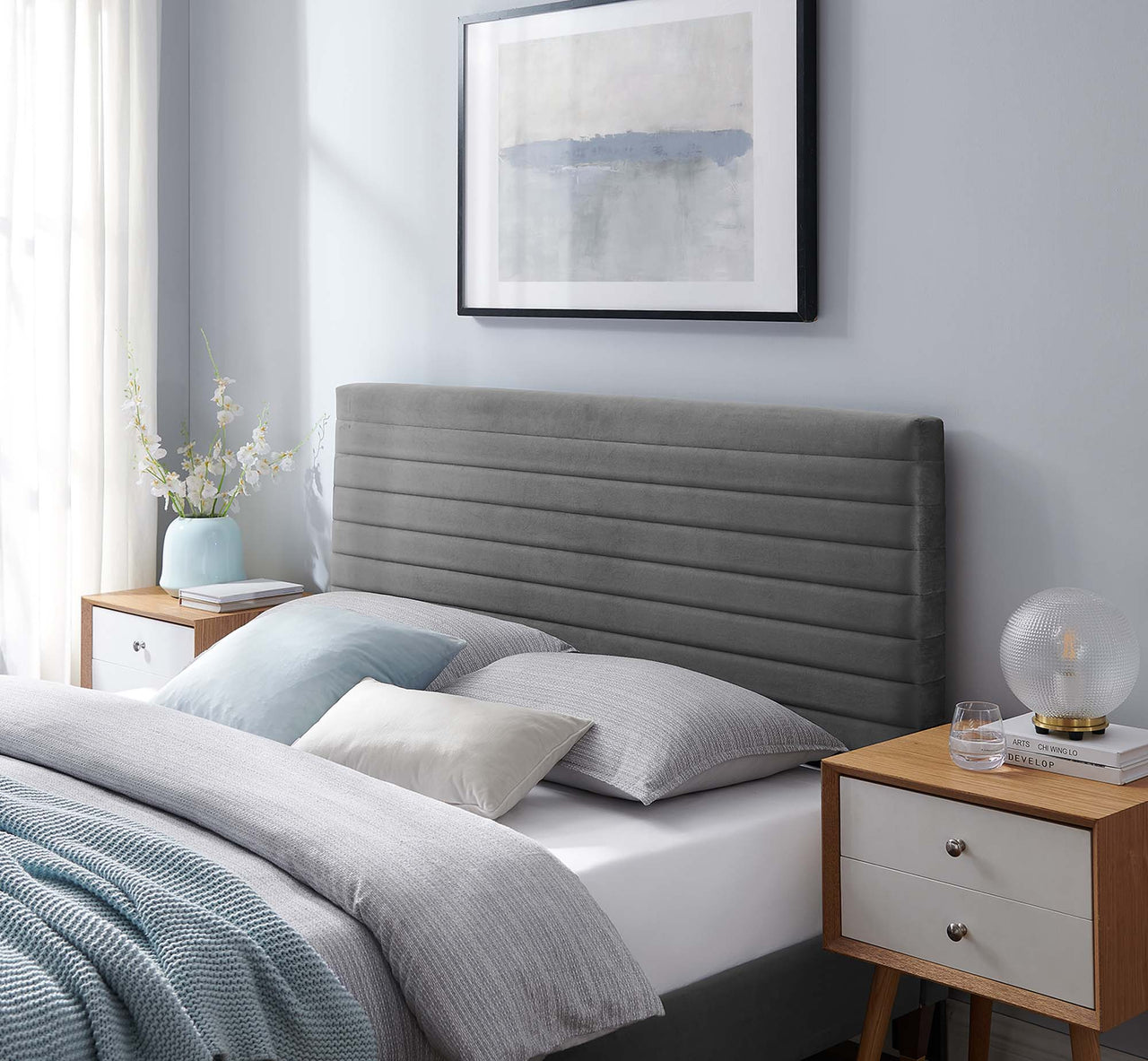 Layered Full | Queen Headboard, Gray