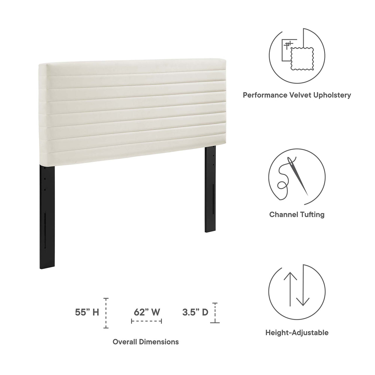 Layered Full | Queen Headboard, Ivory