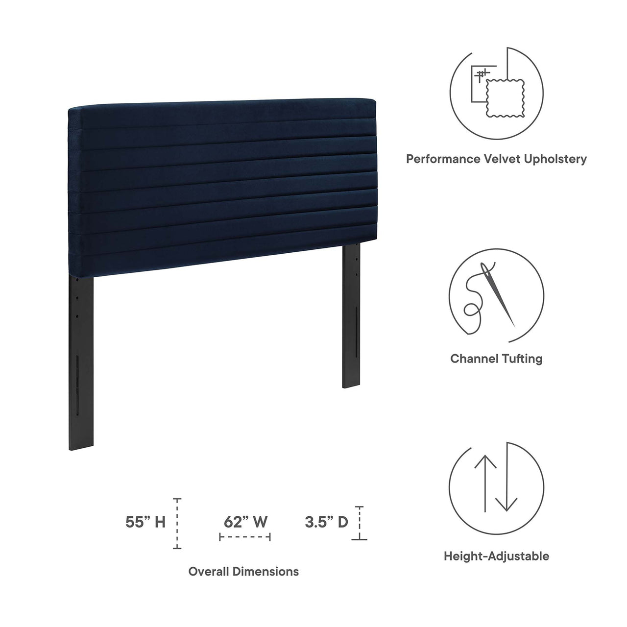 Layered Full | Queen Headboard, Dark Blue