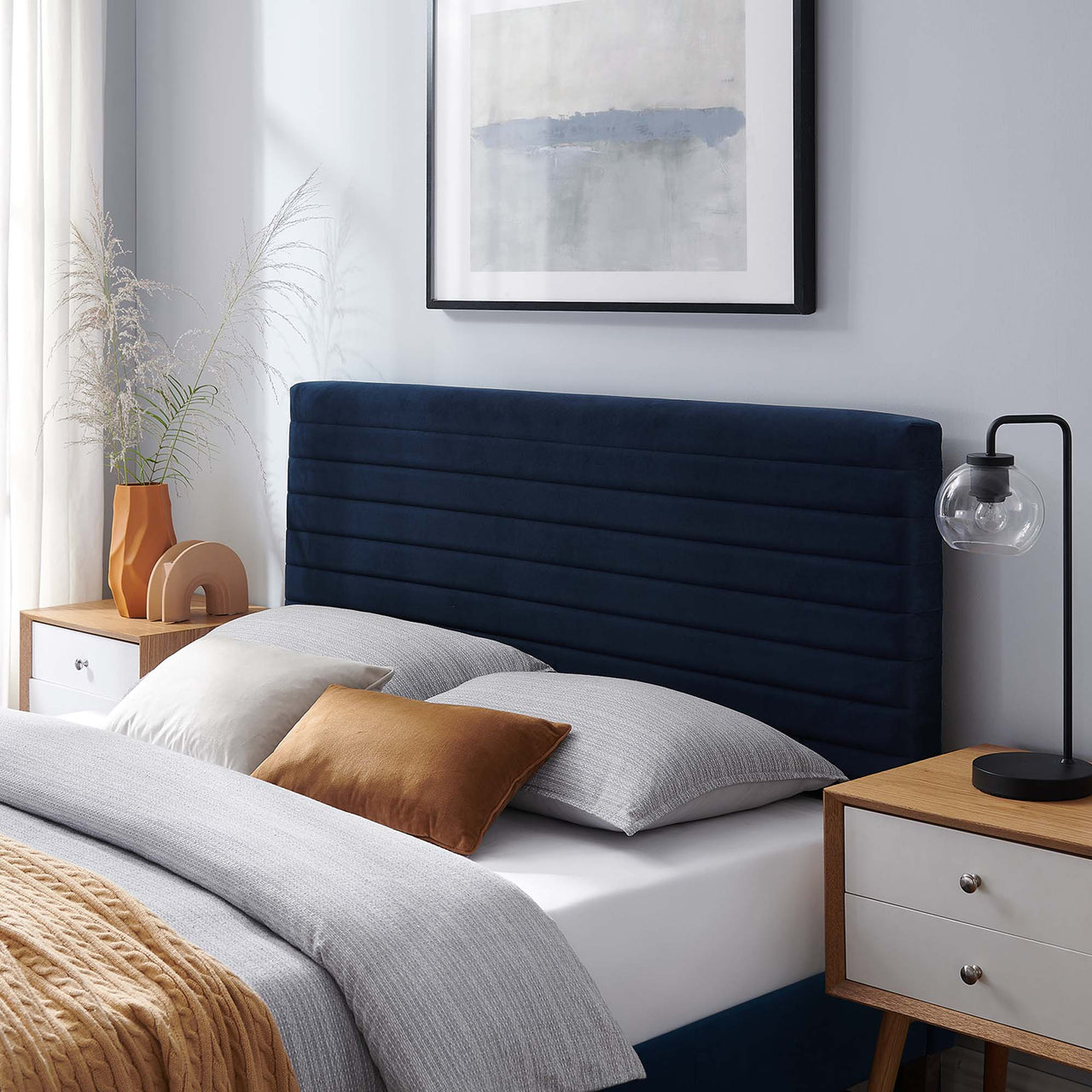 Layered Full | Queen Headboard, Dark Blue