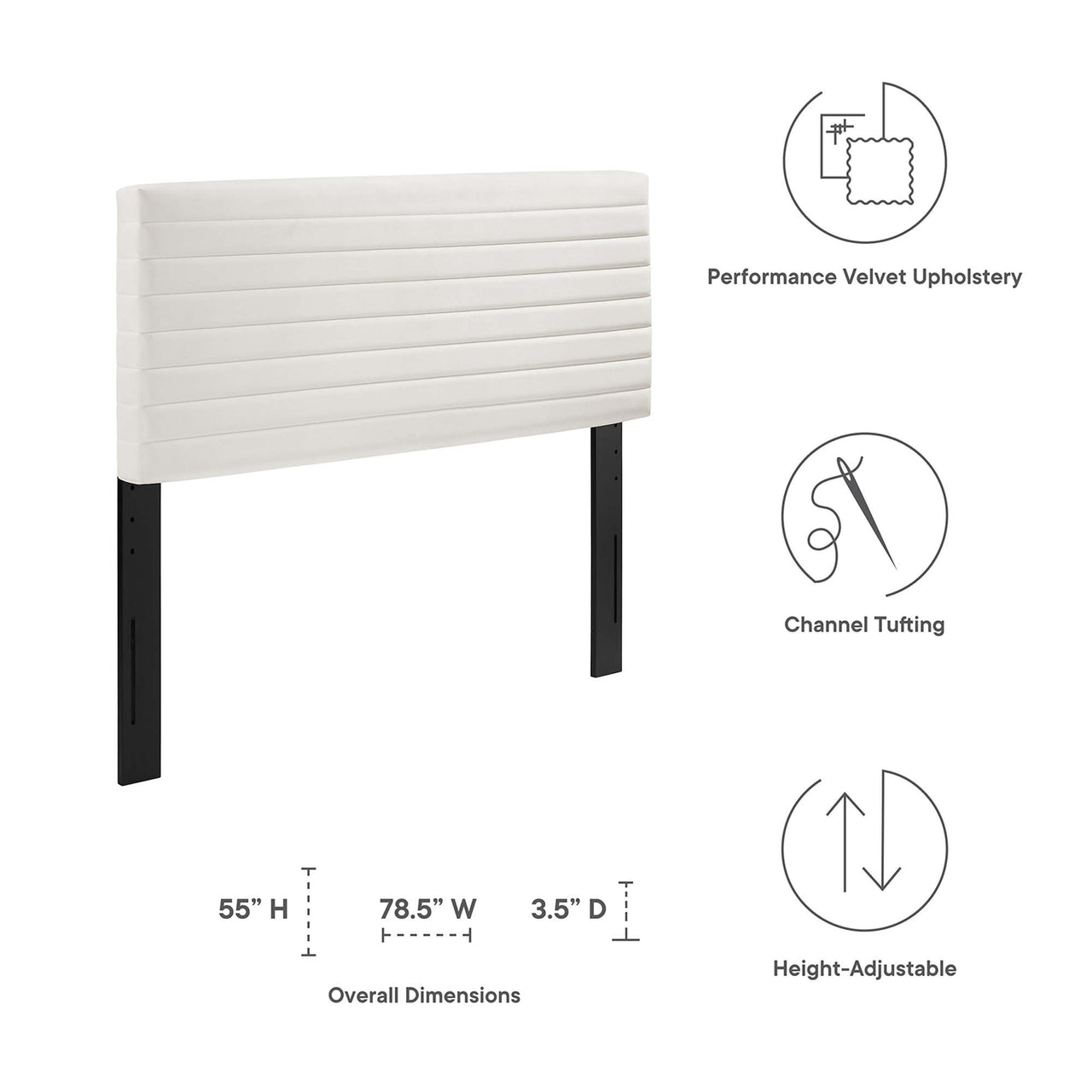 Layered Full | Queen Headboard, White