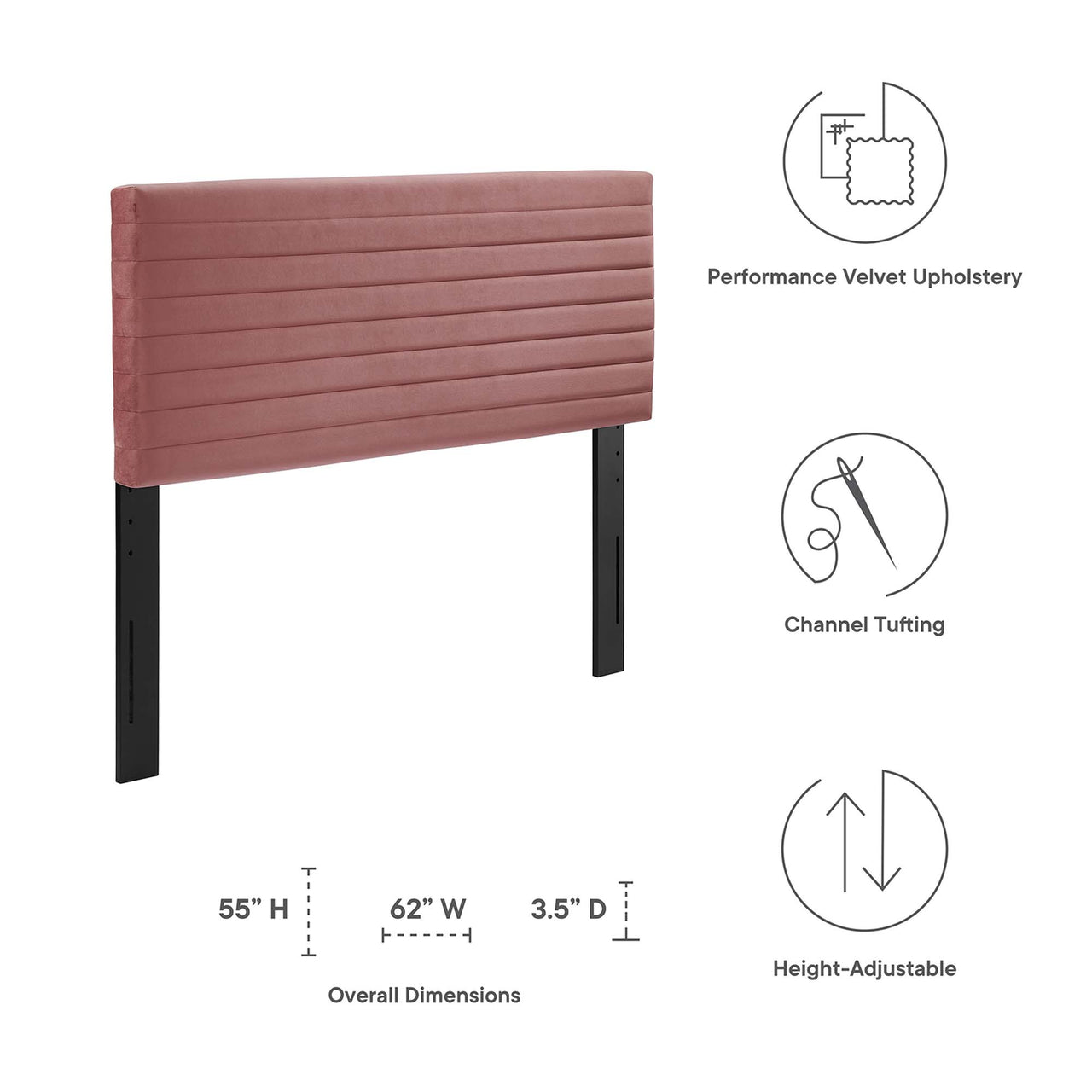 Layered King | California King Headboard, Dusty Rose