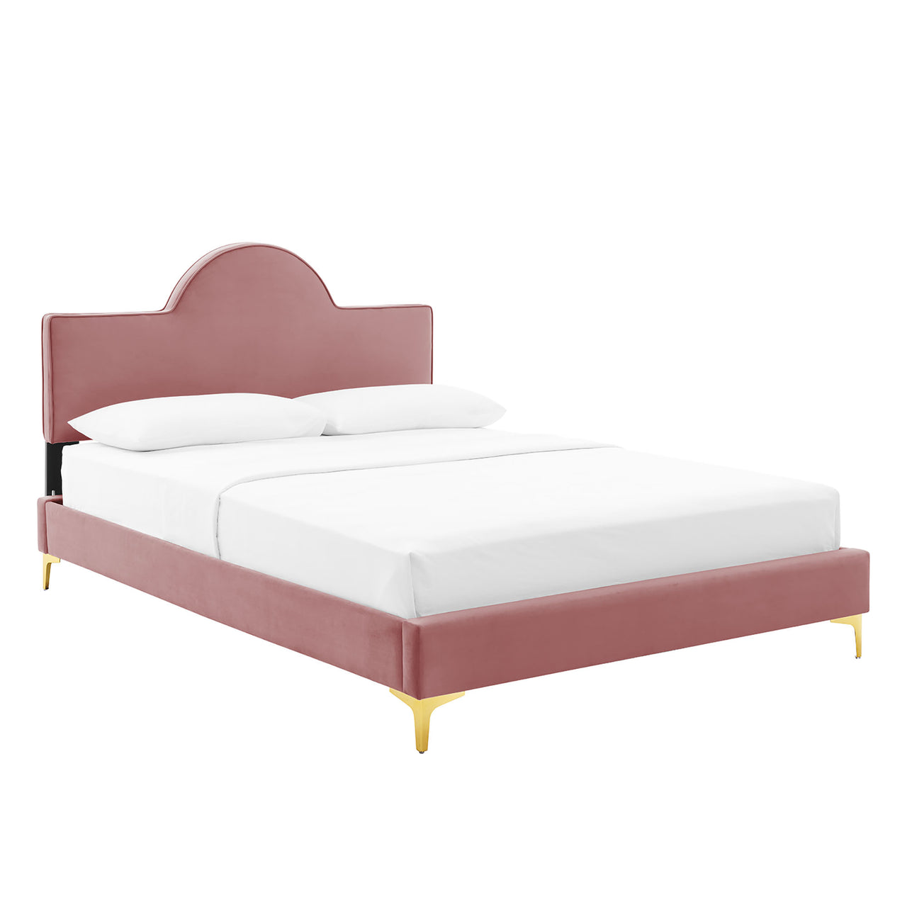 Twilight Upholstered Velvet Twin Bed, Dusty Rose
