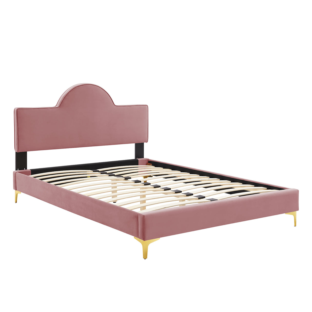 Twilight Upholstered Velvet Twin Bed, Dusty Rose