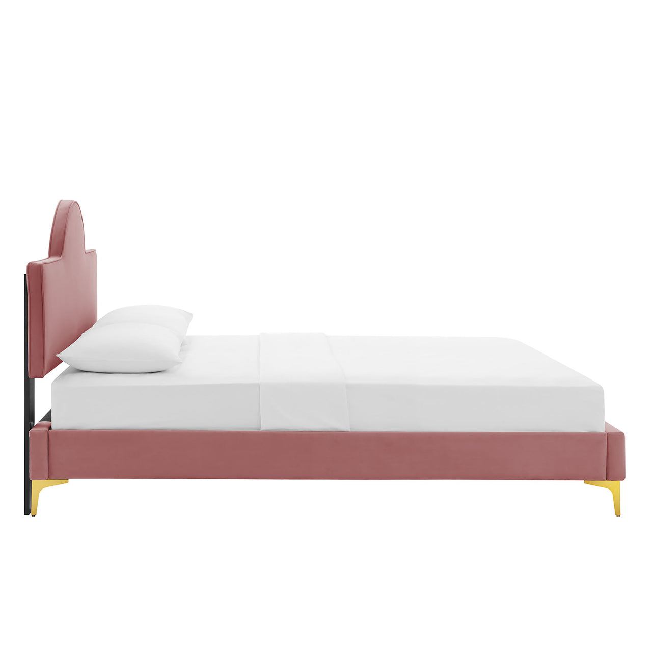 Twilight Upholstered Velvet Twin Bed, Dusty Rose
