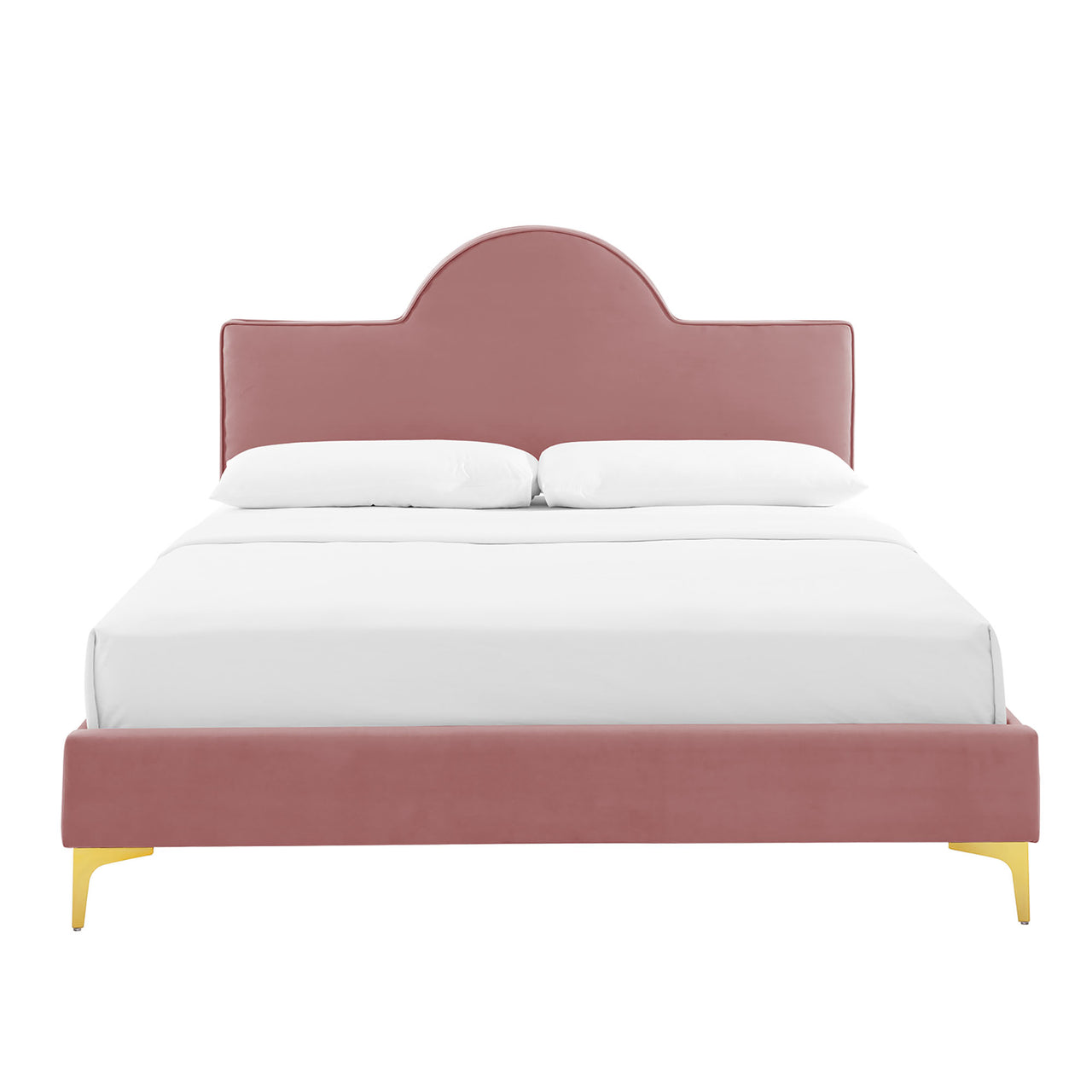 Twilight Upholstered Velvet Full Bed, Dusty Rose