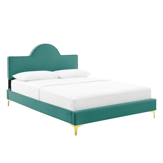 Twilight Upholstered Velvet King Bed, Teal