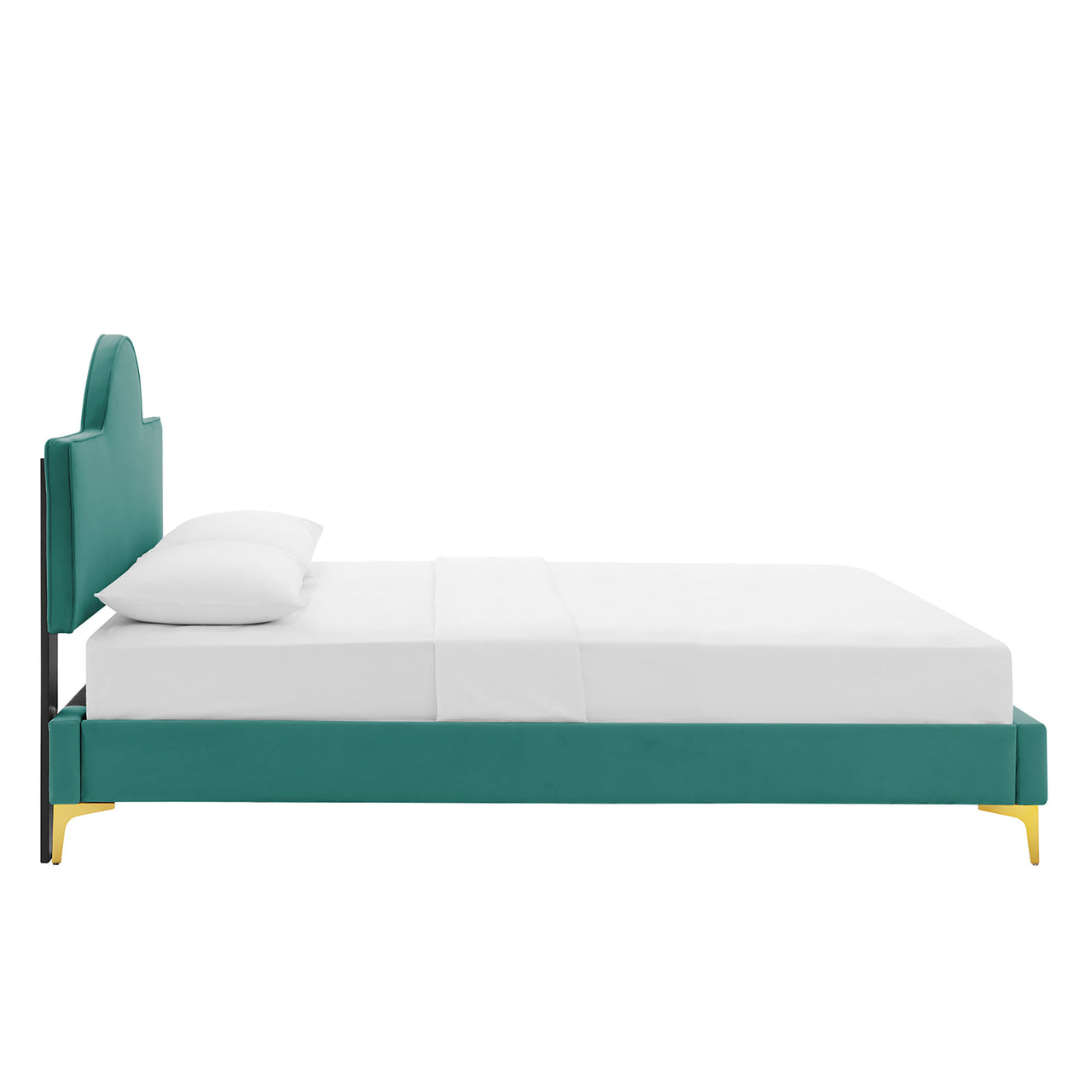 Twilight Upholstered Velvet King Bed, Teal