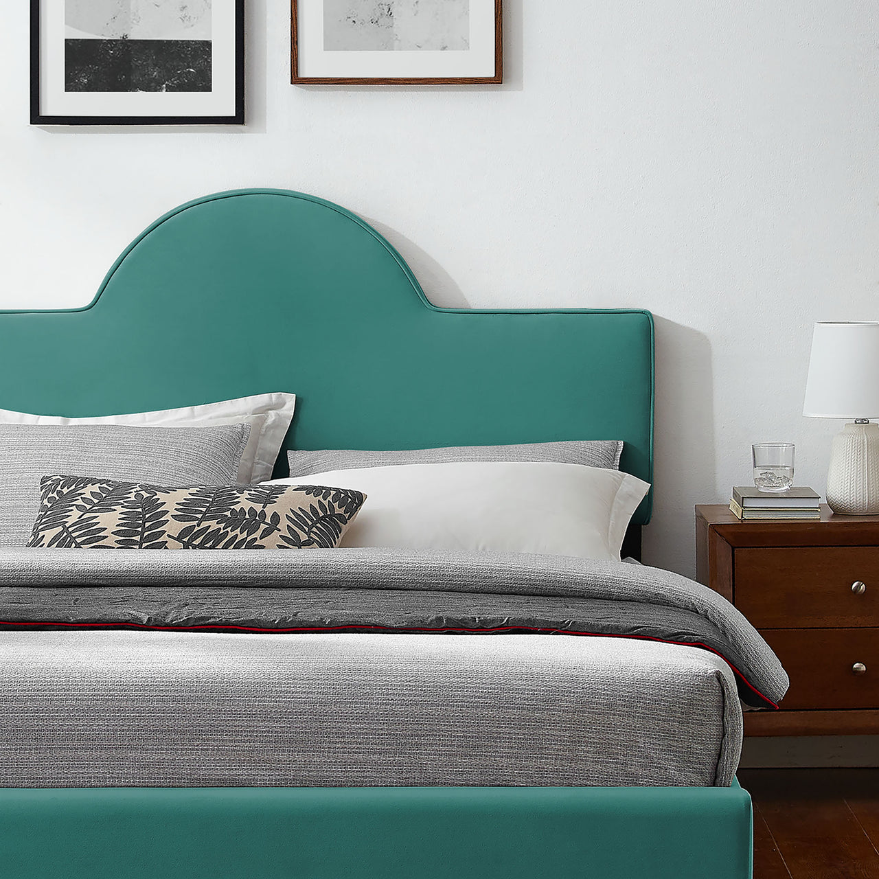 Twilight Upholstered Velvet King Bed, Teal