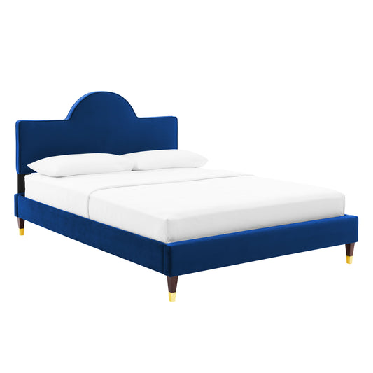 Arise Upholstered Velvet Full Bed, Navy