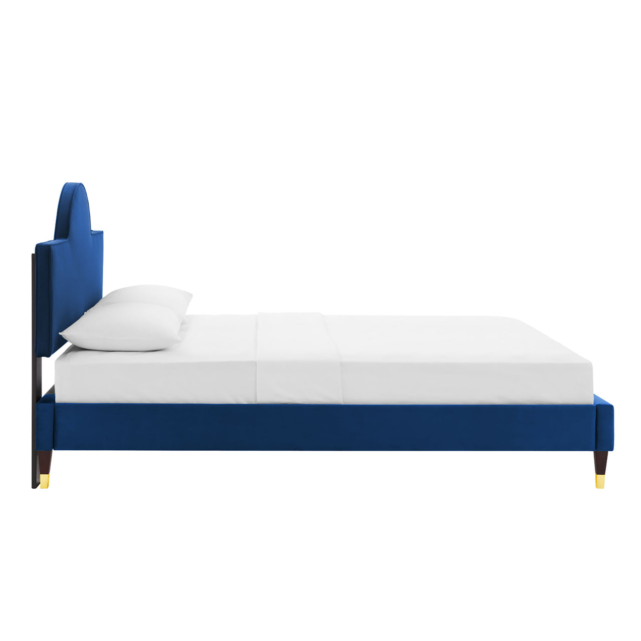 Arise Upholstered Velvet Full Bed, Navy