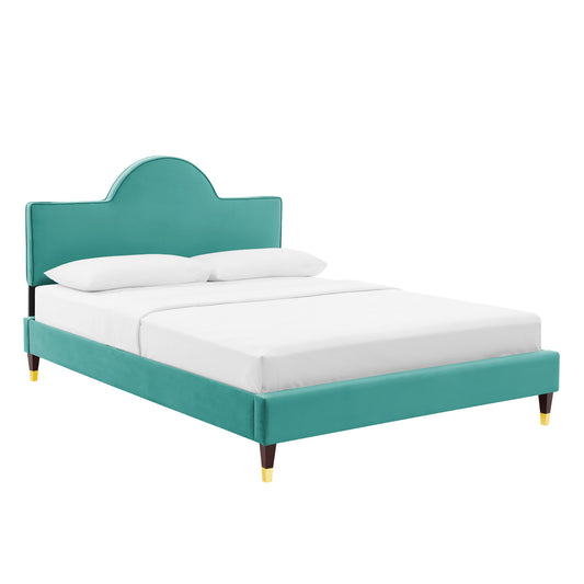 Arise Upholstered Velvet Full Bed, Teal