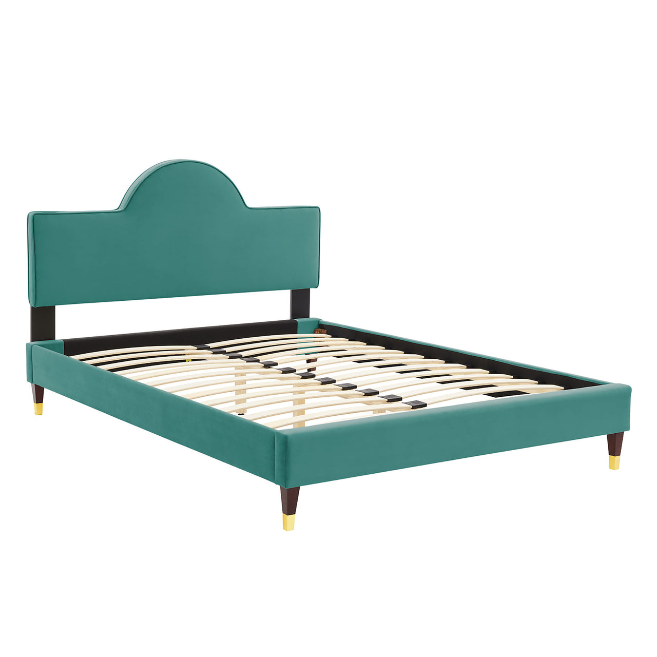Arise Upholstered Velvet Full Bed, Teal