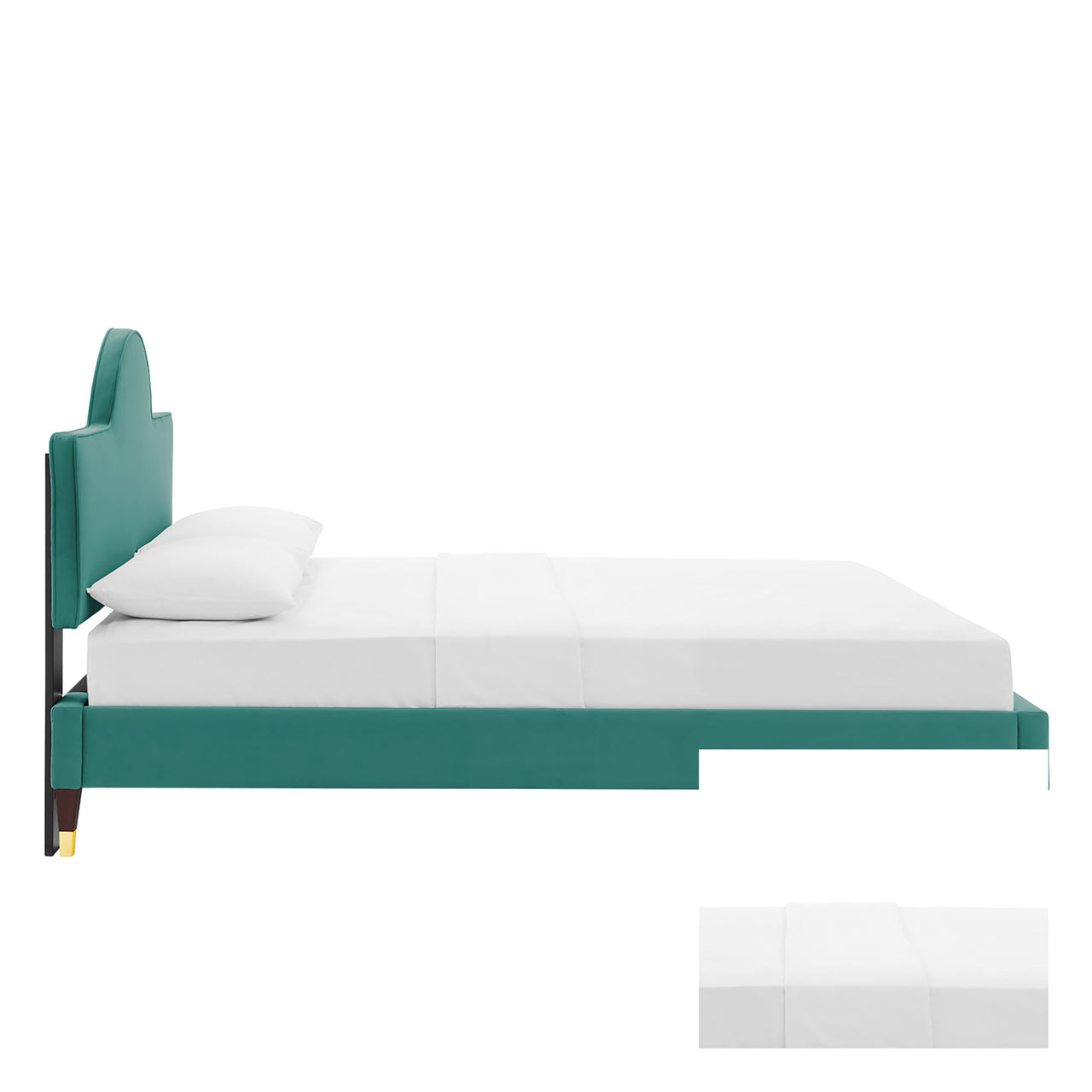 Arise Upholstered Velvet Full Bed, Teal