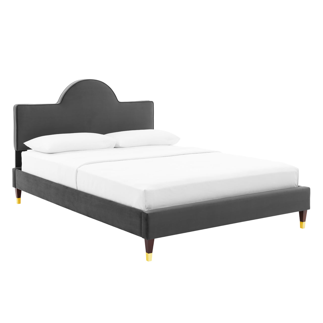 Arise Upholstered Velvet King Bed, Charcoal