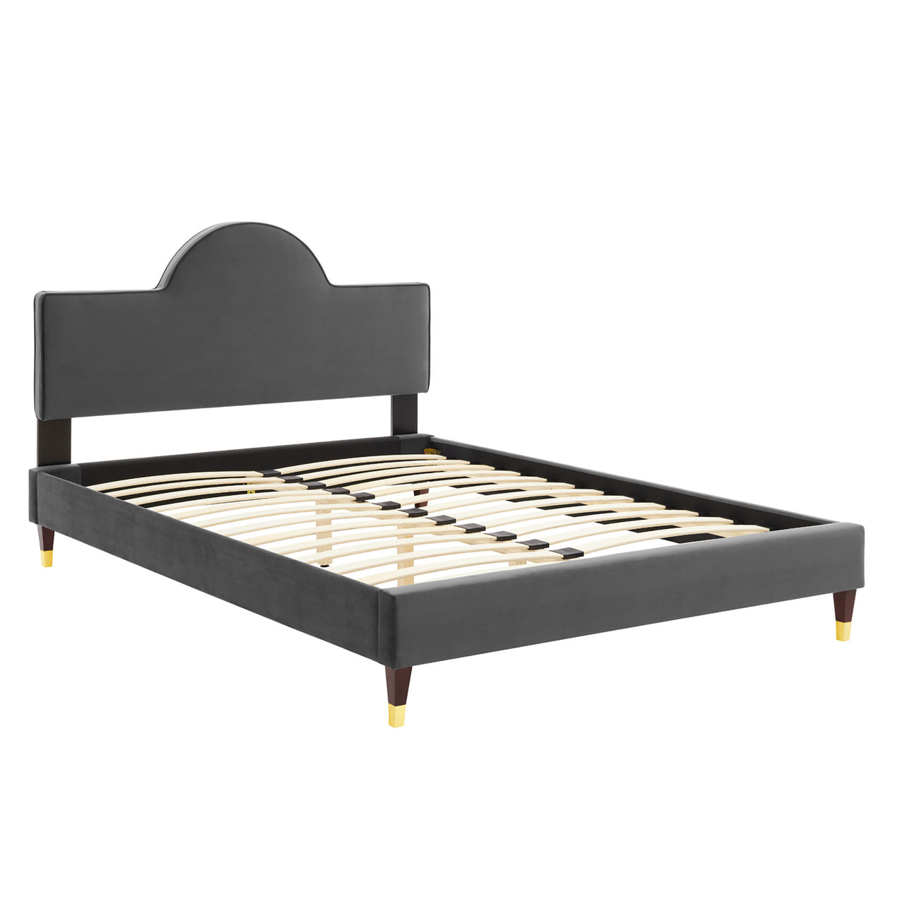 Arise Upholstered Velvet King Bed, Charcoal