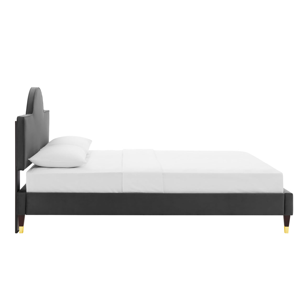 Arise Upholstered Velvet King Bed, Charcoal