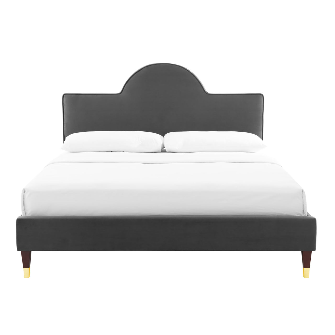 Arise Upholstered Velvet King Bed, Charcoal