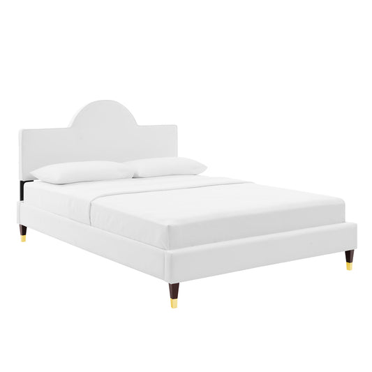 Arise Upholstered Velvet King Bed, White