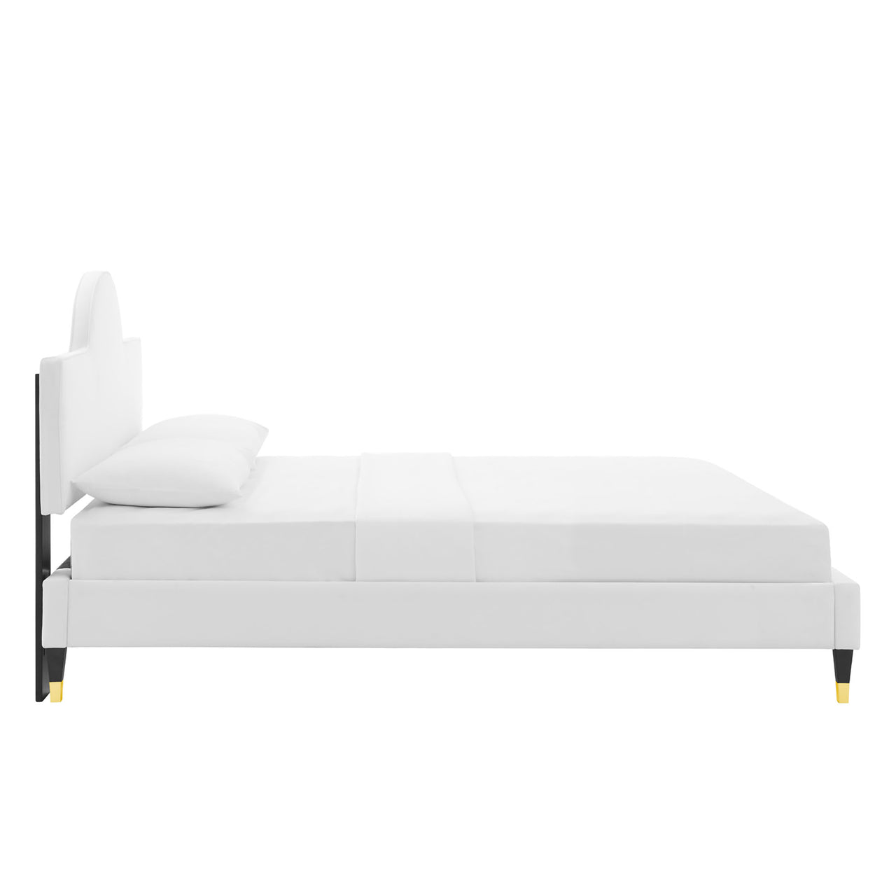 Arise Upholstered Velvet King Bed, White
