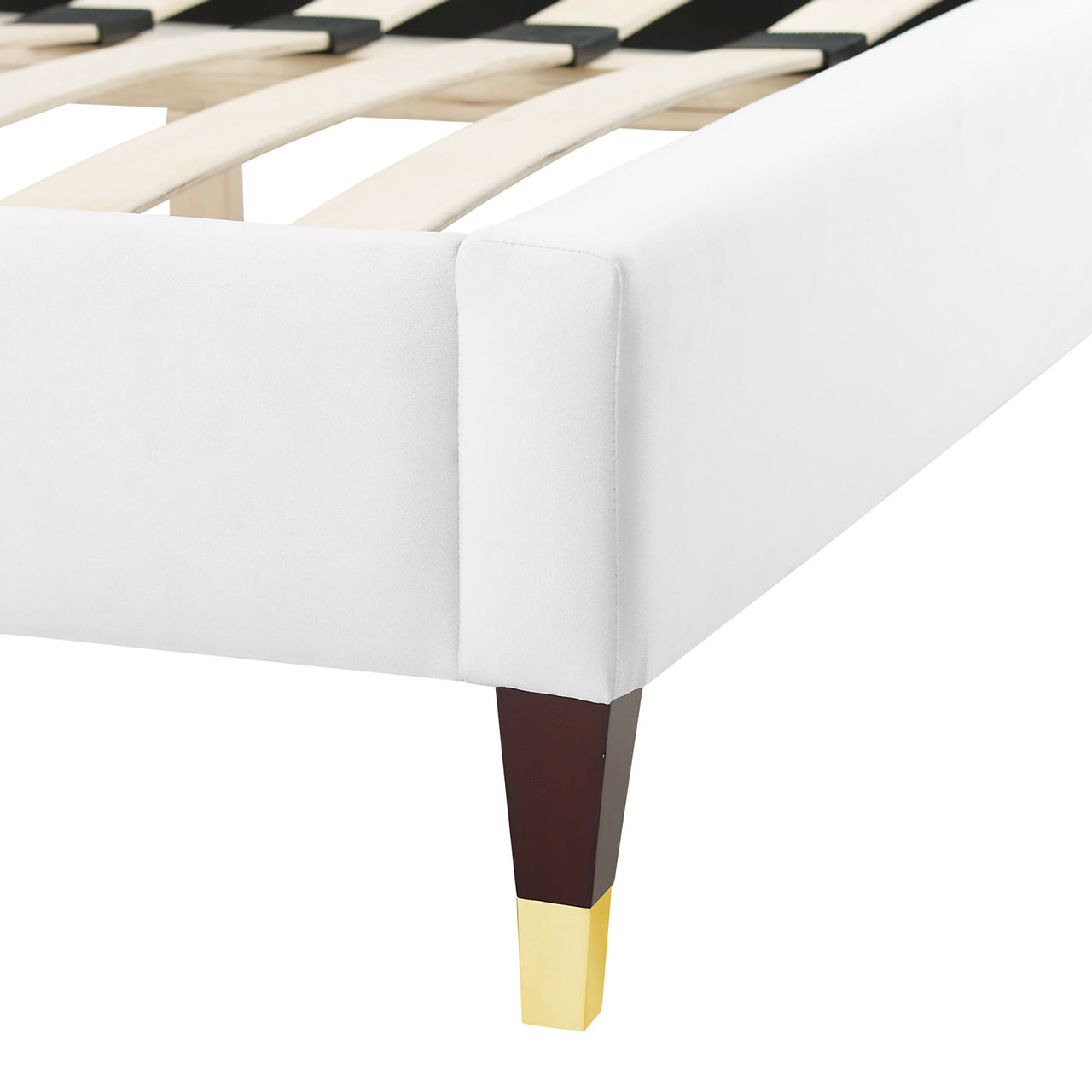 Arise Upholstered Velvet King Bed, White