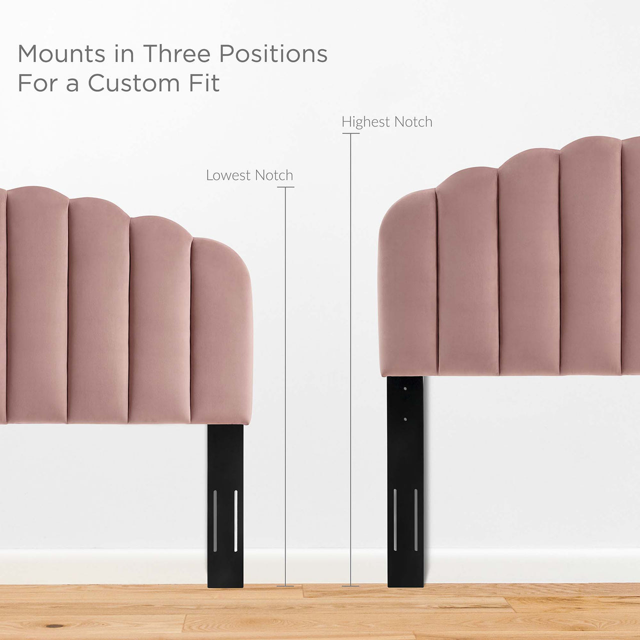 Tiara Velvet Twin Platform Bed, Dusty Rose