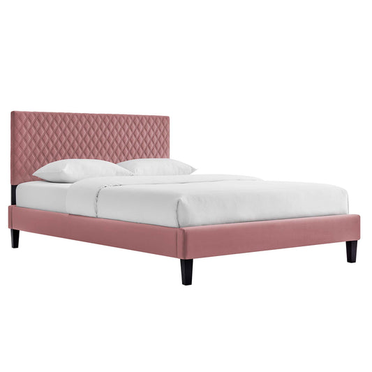 Aeravyn Upholstered Velvet King Platform Bed, Dusty Rose
