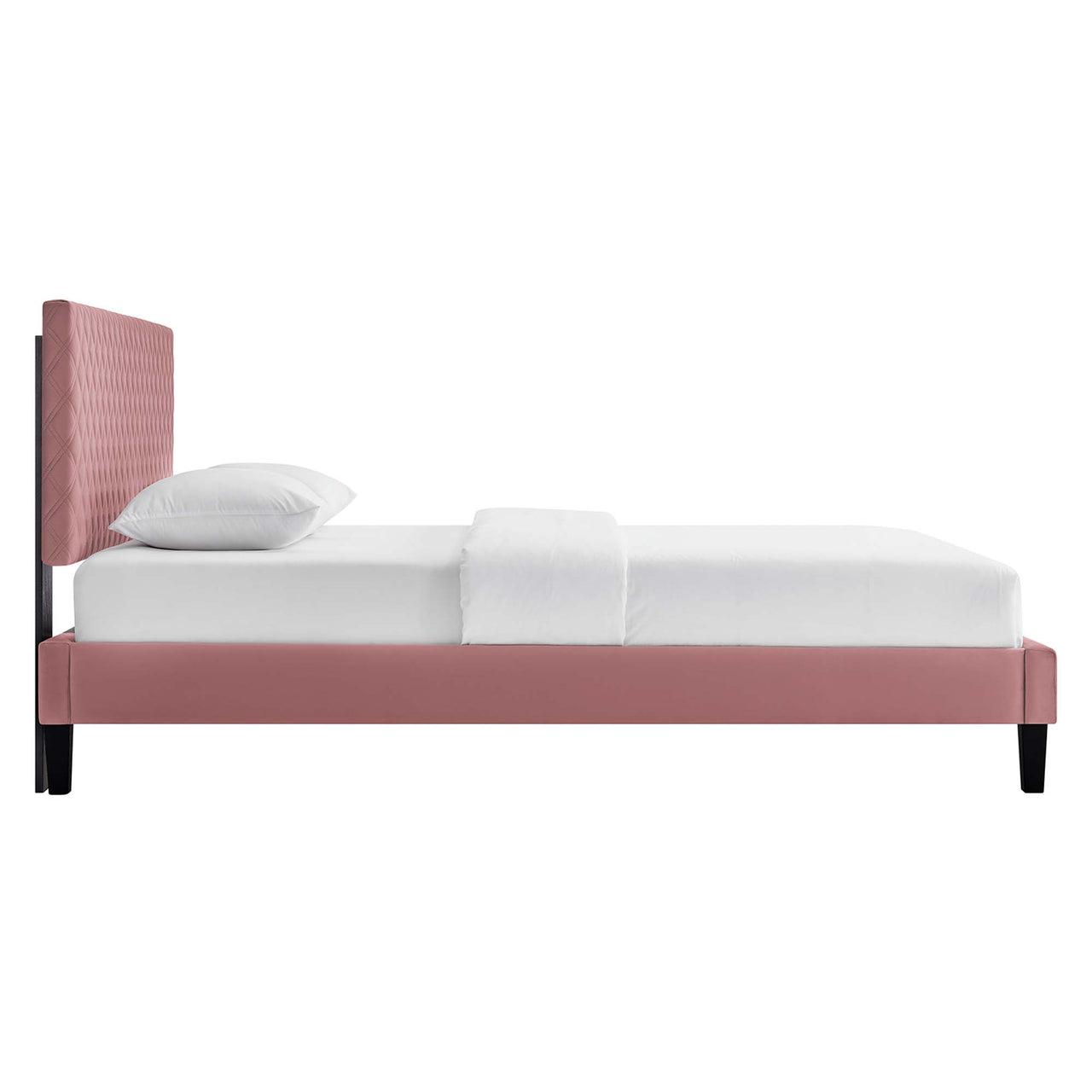 Aeravyn Upholstered Velvet King Platform Bed, Dusty Rose
