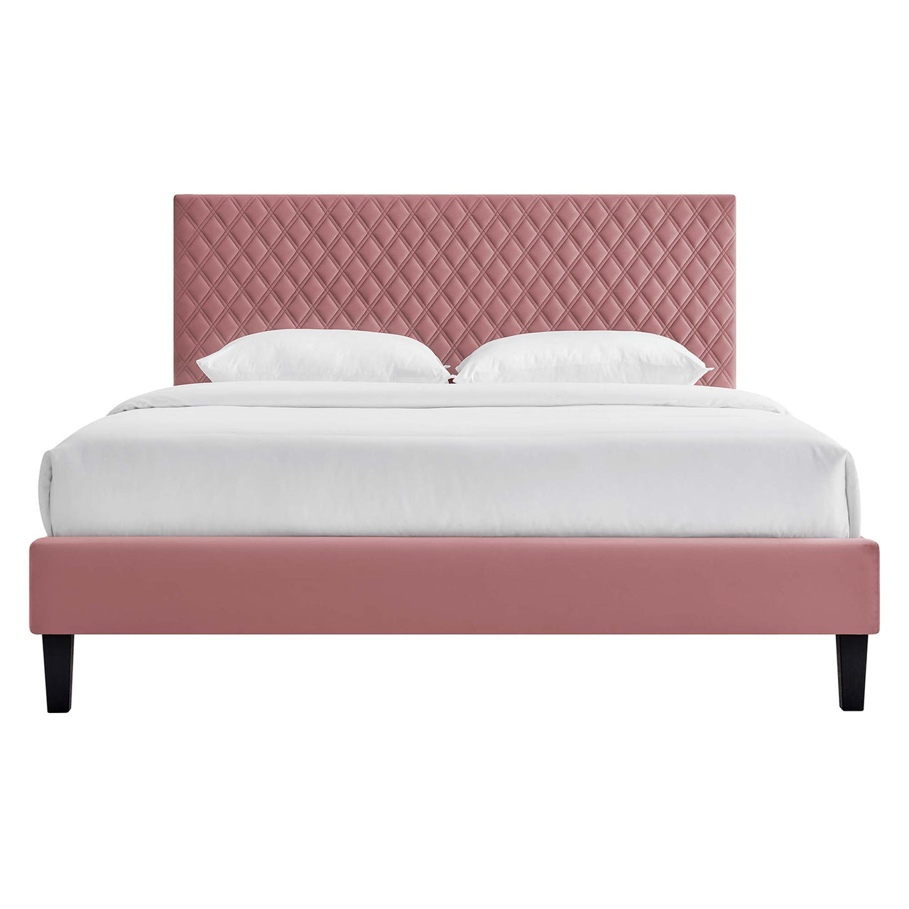 Aeravyn Upholstered Velvet King Platform Bed, Dusty Rose