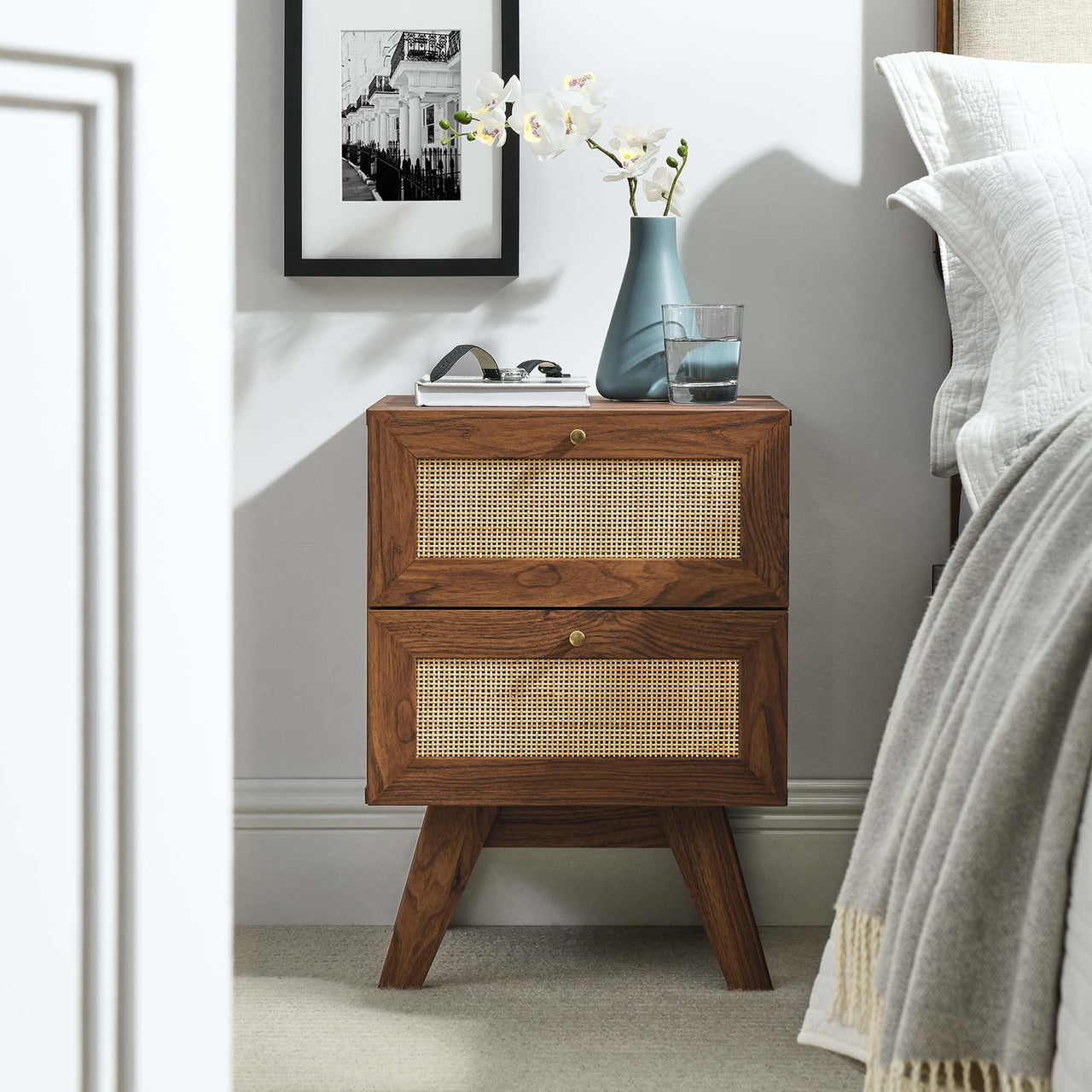 Marra 2-Drawer Nightstand, Walnut