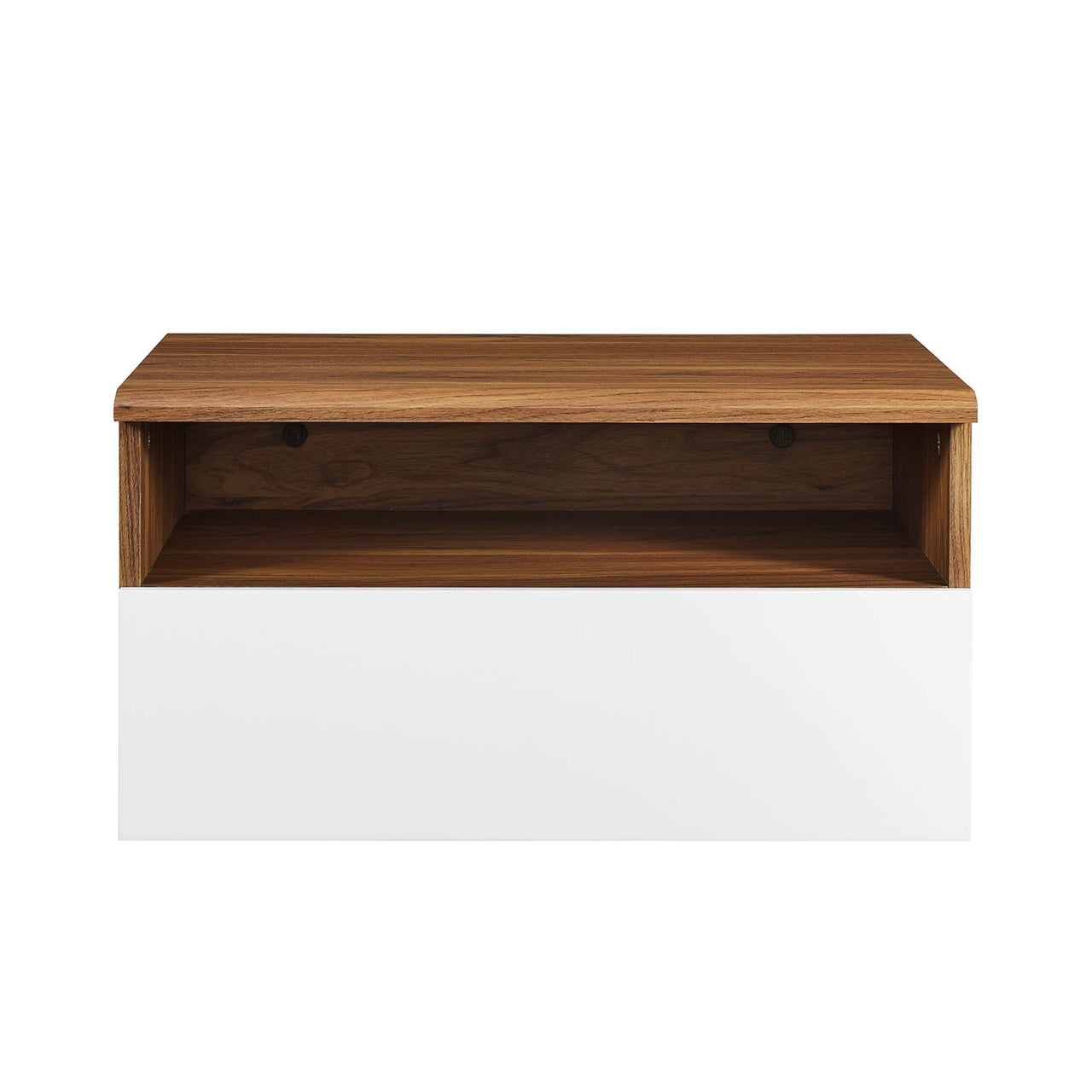 Lunel Wall Mount Nightstand, Walnut & White