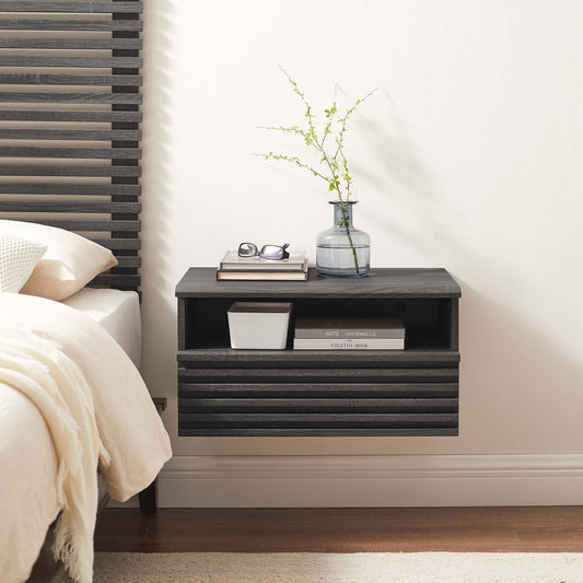 Ventra Wall Mount Nightstand, Charcoal