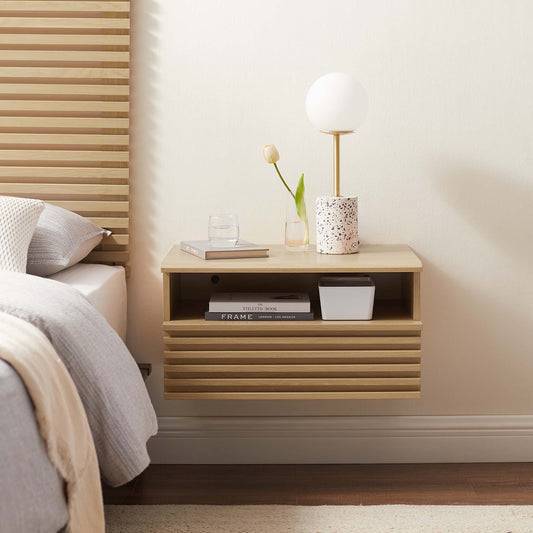 Ventra Wall Mount Nightstand, Oak