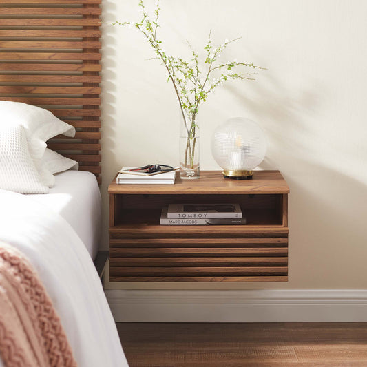 Ventra Wall Mount Nightstand, Walnut