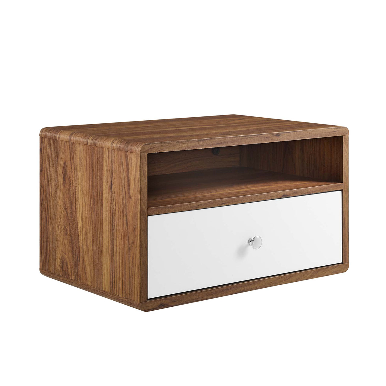 Erisen Floating Nightstand, Walnut & White