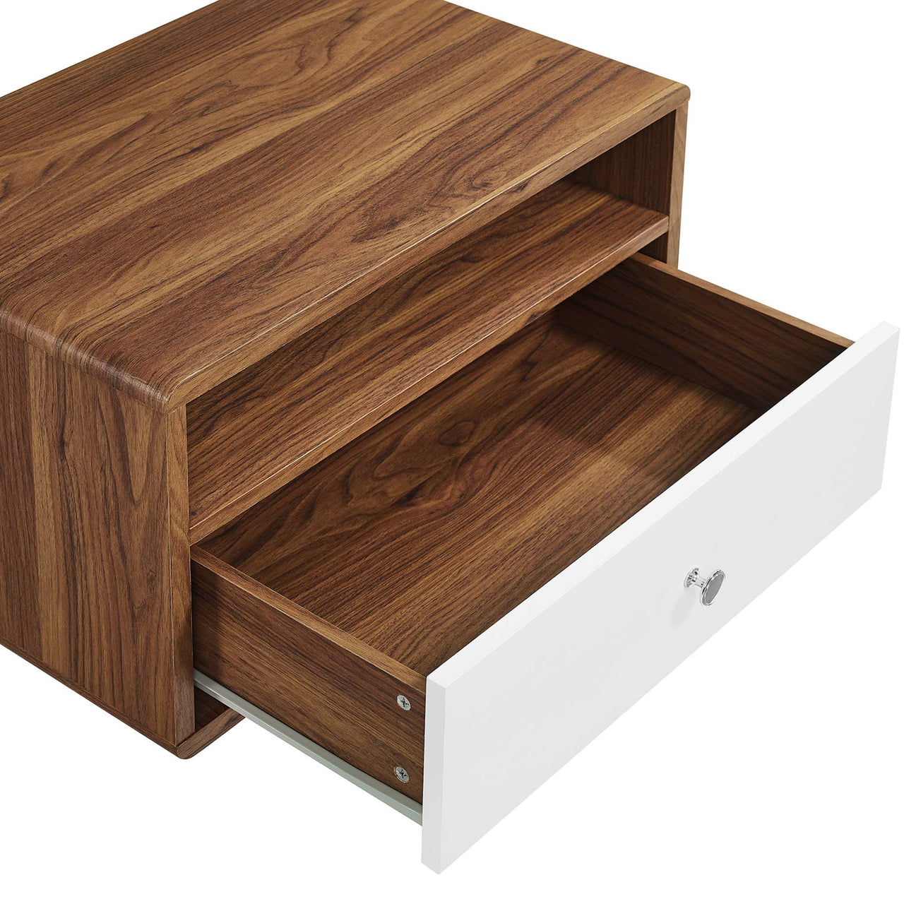 Erisen Floating Nightstand, Walnut & White