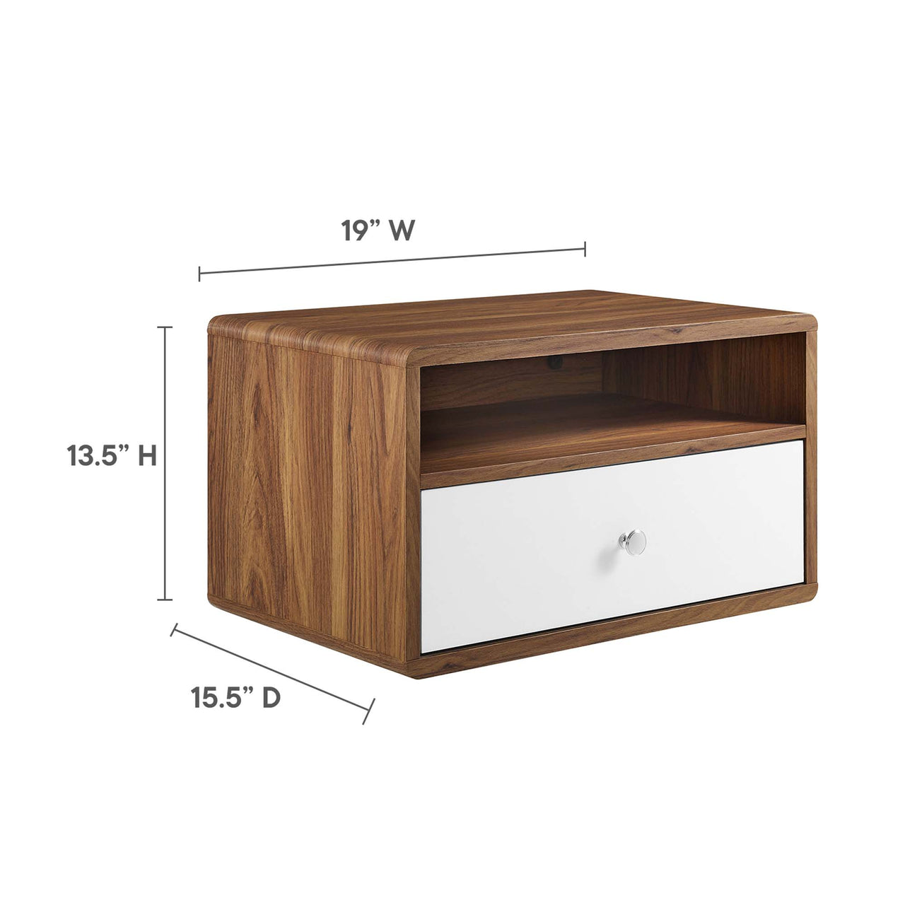 Erisen Floating Nightstand, Walnut & White