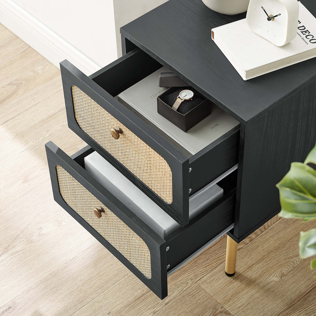 Calden 2-Drawer Nightstand, Black