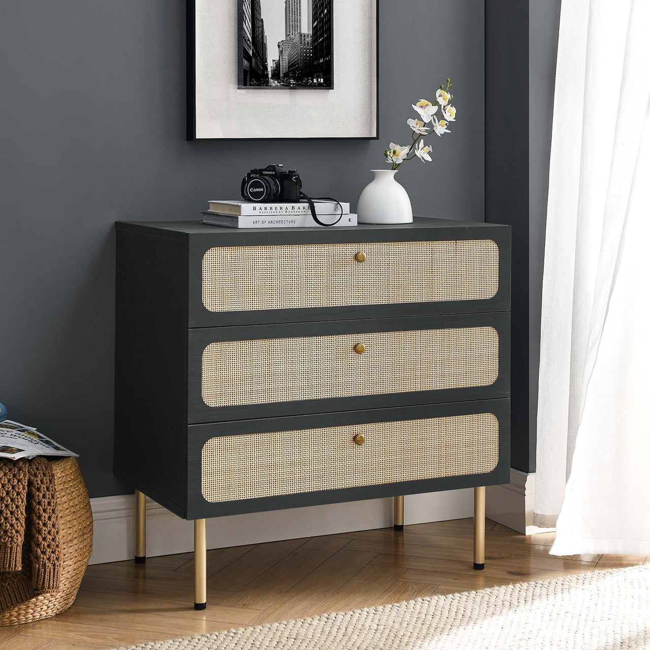Calden 3-Drawer Chest, Black