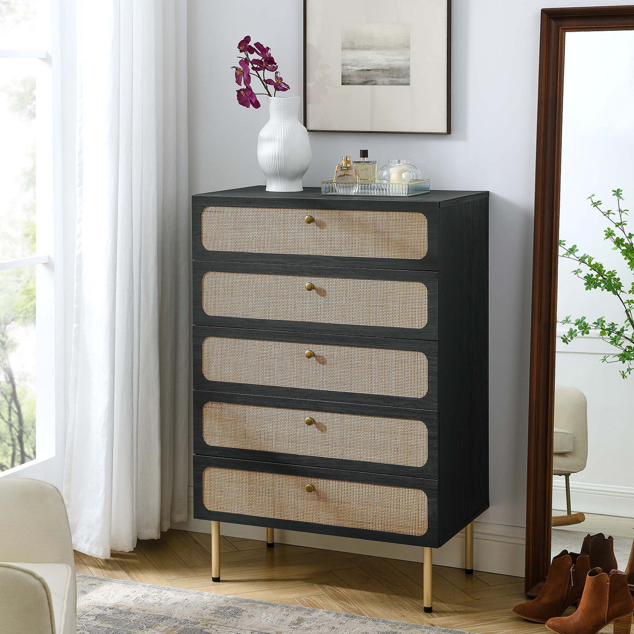 Calden 5-Drawer Chest, Black