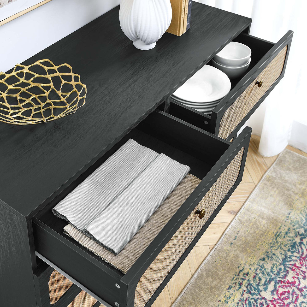 Calden 6-Drawer Compact Dresser, Black