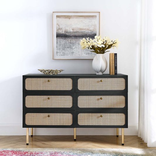 Calden 6-Drawer Compact Dresser, Black