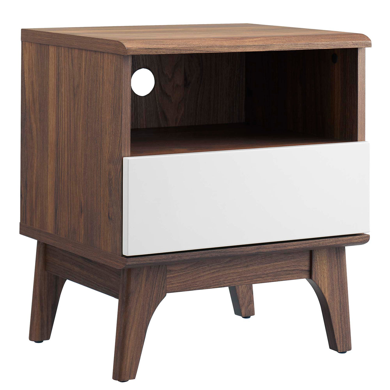 Lunel Nightstand, Walnut & White